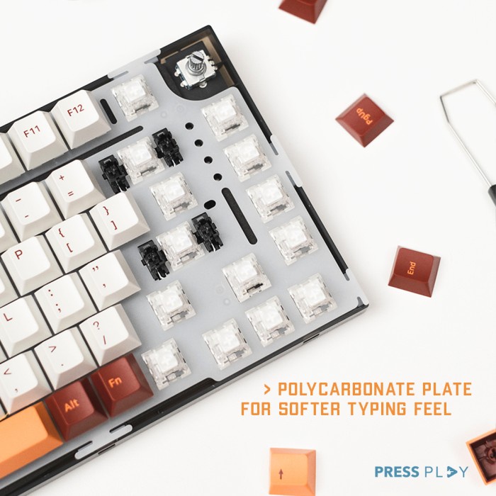 Terlaris ✨ -ROVER84 v3 Wireless Mechanical Keyboard Gasket Mount by Press Play - Kailh Box White, Ke