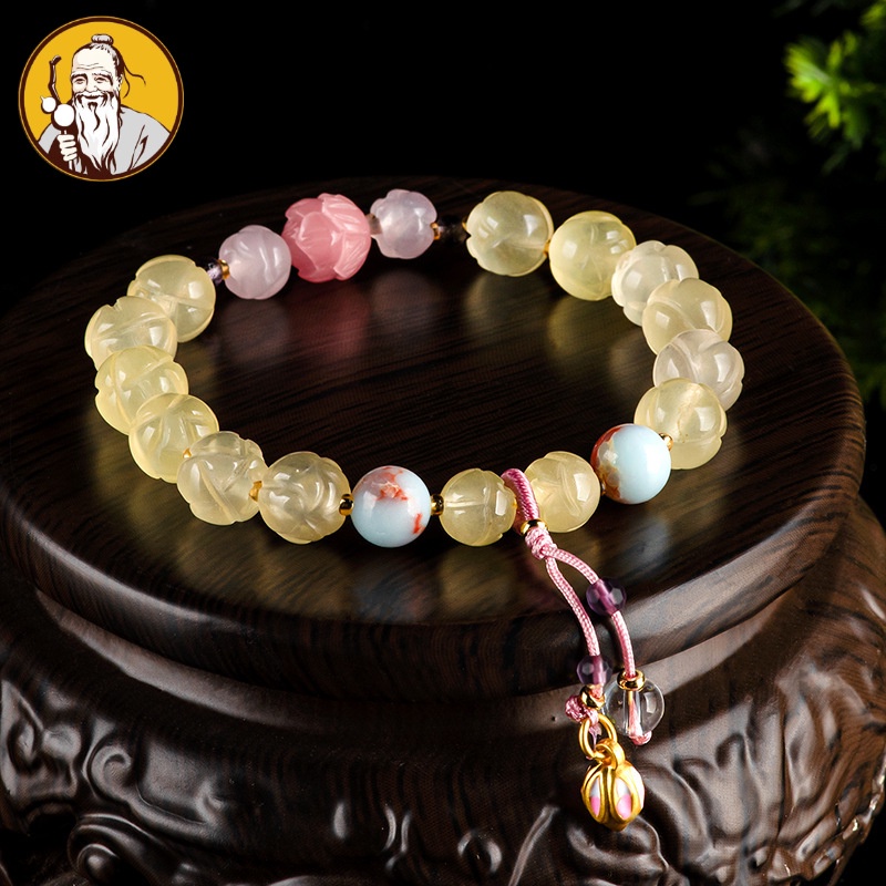 Giok sutra emas alami, semoga sukses gelang dompet teratai teratai.