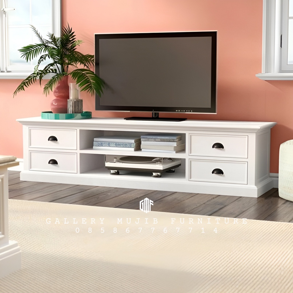 Meja Tv Minimalis Cat Duco Putih