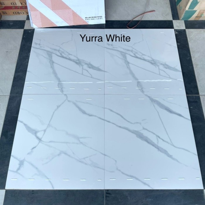 granit lantai 60x60 putih motif vellino yurra white glazed