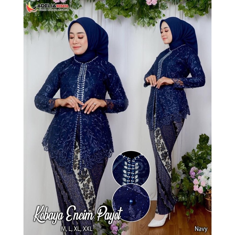 TERLARIS! Hiyon Kebaya - Encim Tille Busui Full Payet Mewah Modern One Set Rok Plisket Batik