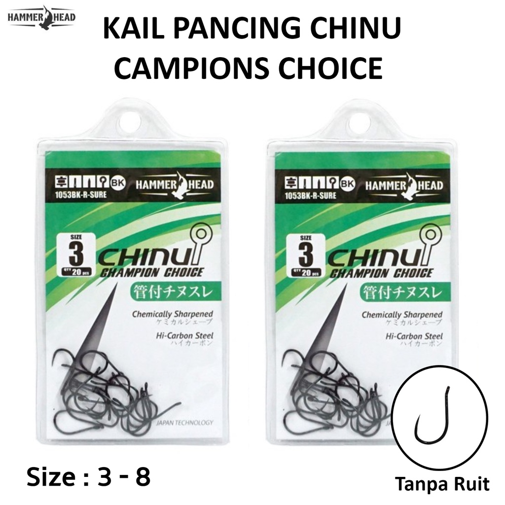Kail Mata Pancing Hammer Head Chinu Champion Choice 1053bk R Sure /Kail-Pancing Tanpa Ruit Warna Hit