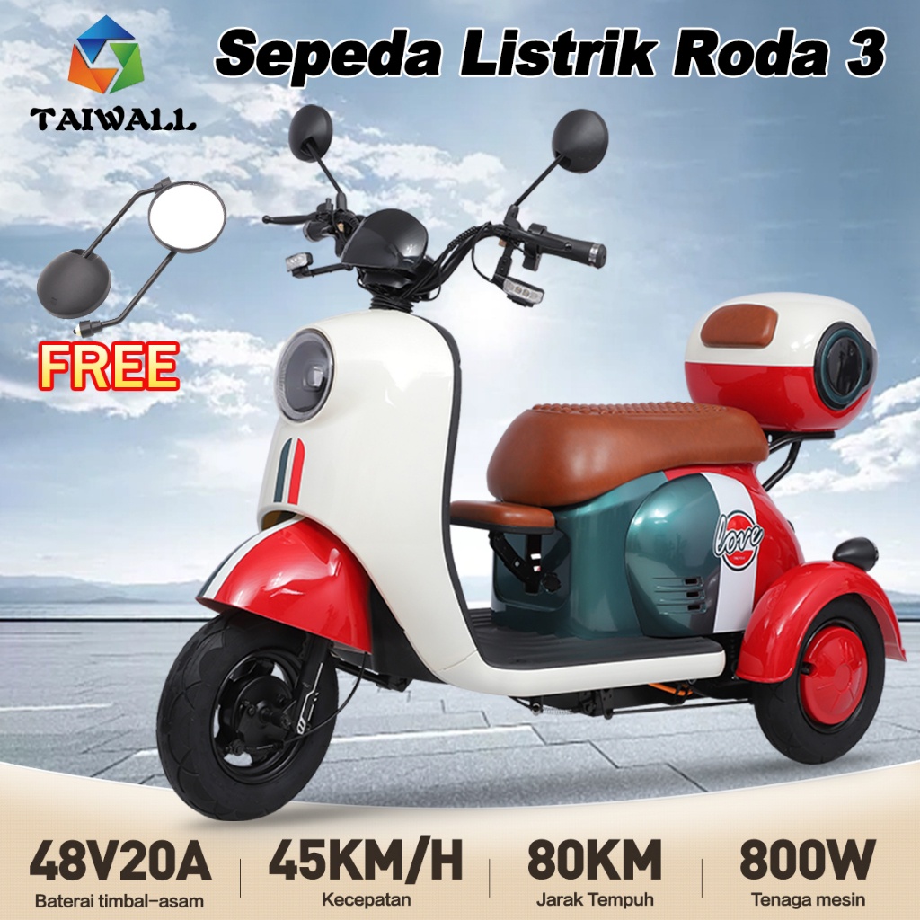 [PROMO BIGSALE] Sepeda Motor Listrik Roda 3 / Sepeda Listrik  800 Watt &Electric E Bike -48V20A