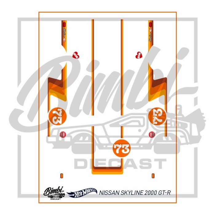 Decal Stiker Skala 1:64 Kenmery nissan skyline 2000 GTR Custom