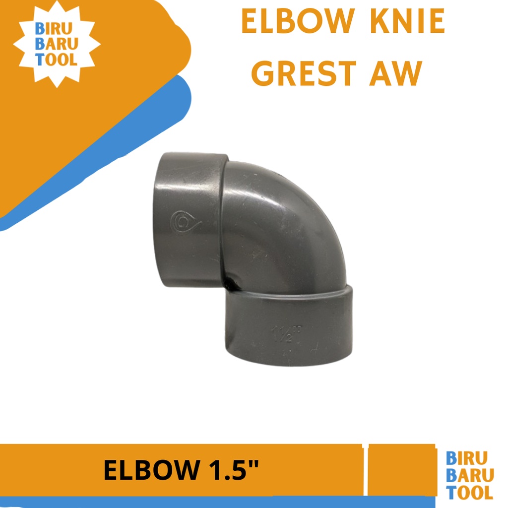 Keni L Knie Elbow Knee 1 1/2" inch AW GREST - FITTING PIPA PVC 1 1/2in / Keni Elbow Bengkokan Sambun