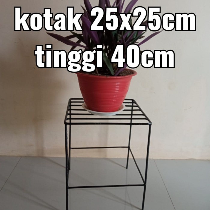 STANDING POT KOTAK/RAK BUNGA BESI/RAK BUNGA MINIMALIS/RAK BUNGA MURAH - Hitam