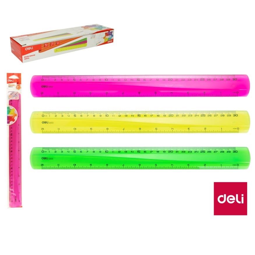 

Penggaris Plastik Merk Deli Warna Neon Cerah 30cm - EG00302