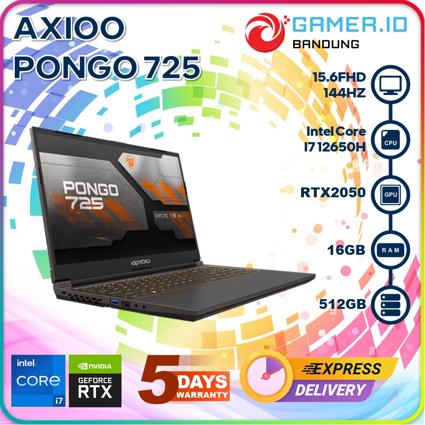 AXIOO PONGO 725 I7 12650H RTX2050 16GB 512GB 15.6FHD 144HZ