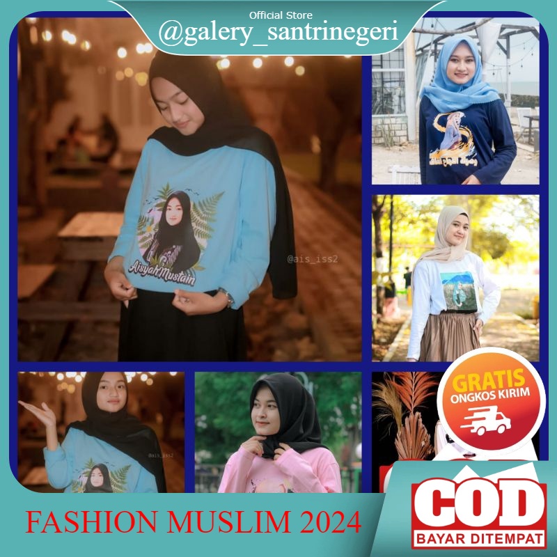 Baju Santri Request Nama dan Foto Lengan Panjang Salafi Salafy Request Nama Baju Atasan Santri Putra