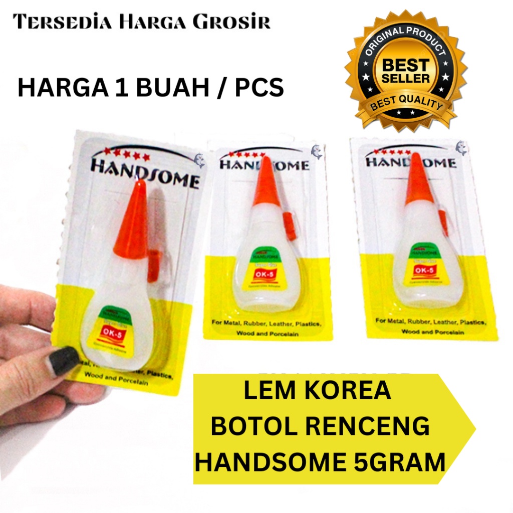 

[FUKU] Lem Korea Botol Renceng 5 gr Handsome Super Glue Cair Tetes Serbaguna