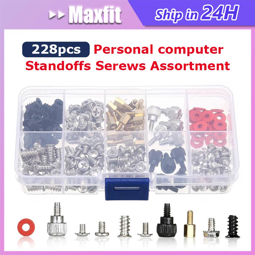 228Pcs Baut Komputer Set Baut Casing Pc Side Panel Tempered Glass Baut Screw Sekrup Psu
