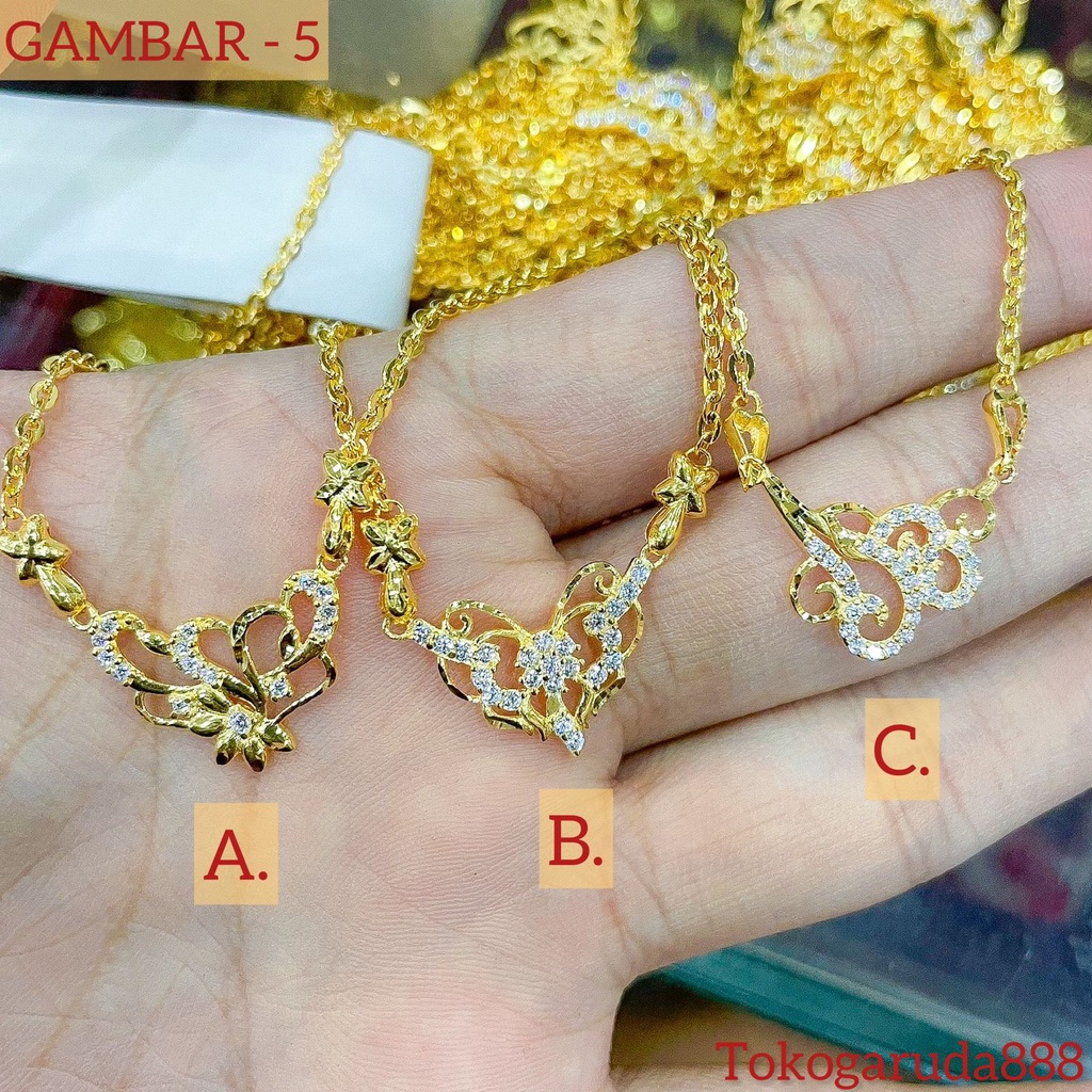 Banyak motif yaa. Kalung set anak dan dewasa emas asli kadar 700 70 16k permata diamond look lebar r