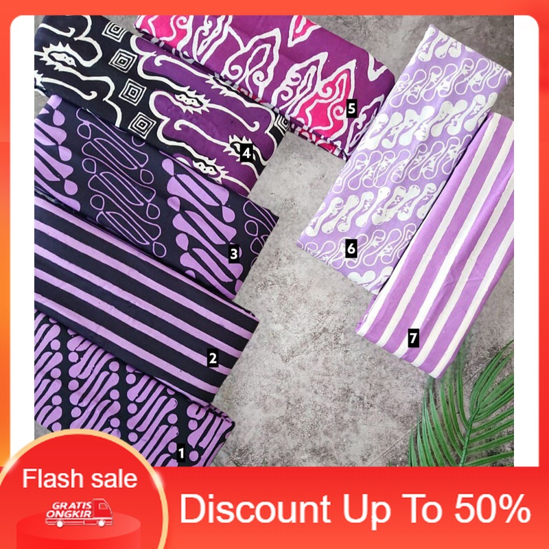 PROMO SD1 KAIN BATIK CAP HANDMADE GARUTAN KAKEKO BATIK WARNA UNGU LILAC