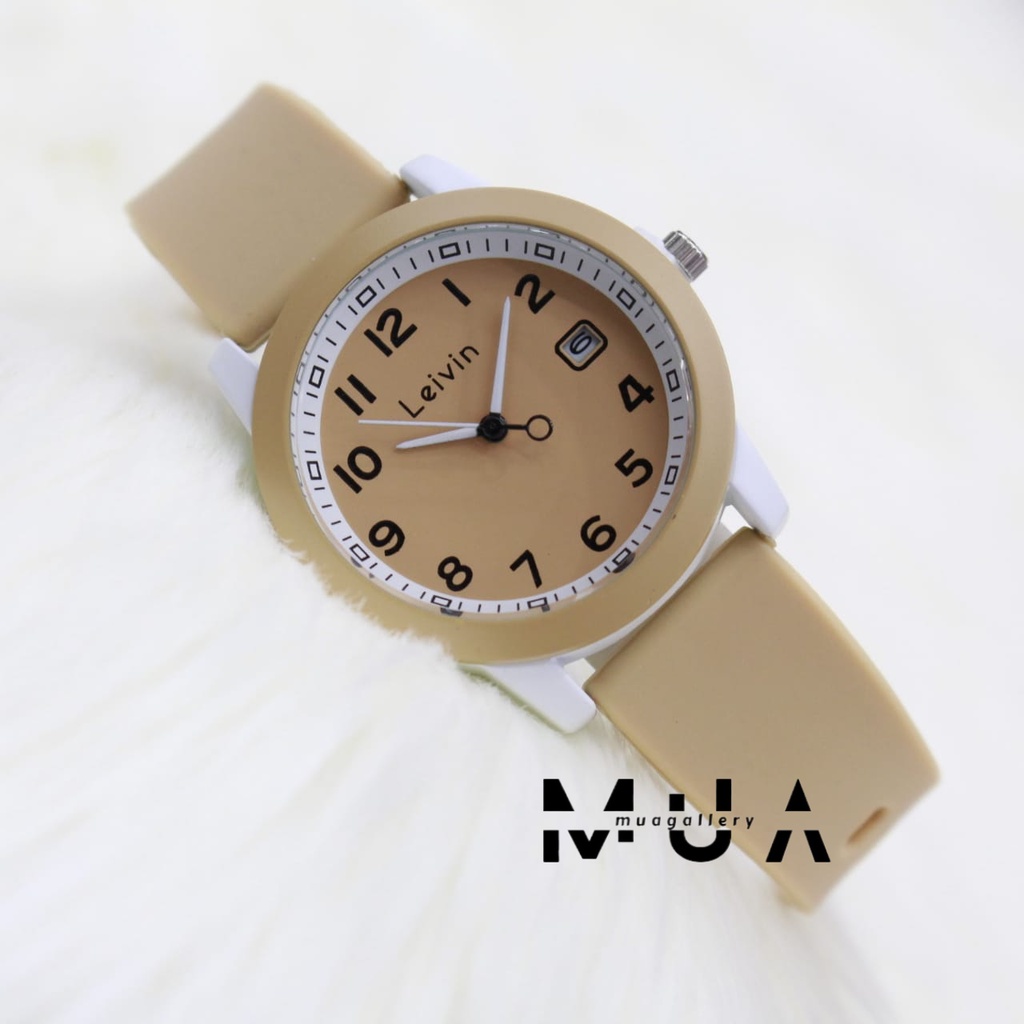 JAM TANGAN TANGAN LEIVIN LV-3777 ORIGINAL TALI RUBBER SILICONE JAM TANGAN LV-3777 FASHION WATCH ORIG