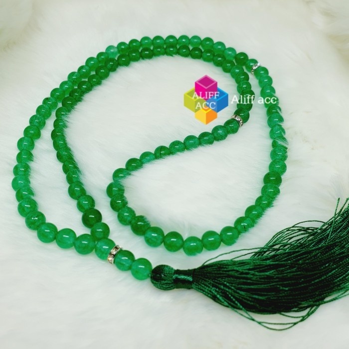 tasbih batu giok hijau istimewa 99 butir 6 mm 100%asli