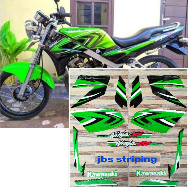 Stiker ninja ss Striping Kawasaki ninja ss hitam hijau tahun 2012 lis body ninja ss