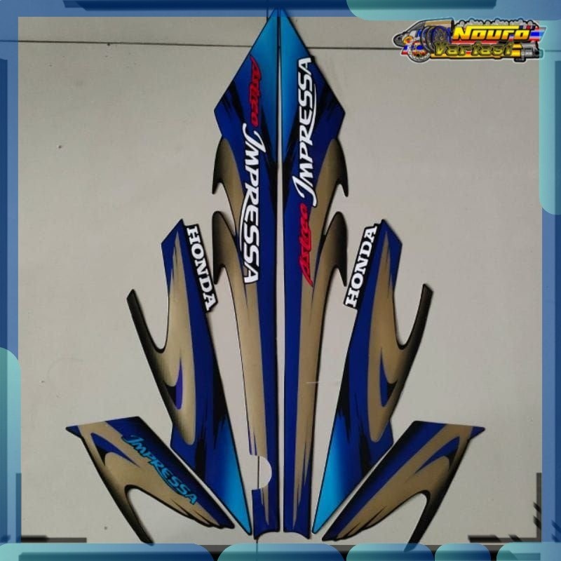 Stiker Striping stiker honda Astrea grand impressa 2000 2001 hitam list biru bagus
