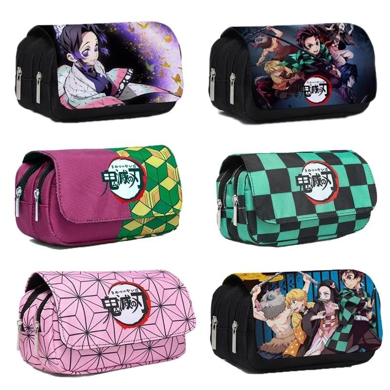 Anime Demon Slayer Pencil Case Student Storage Bag Nezuko Zenitsu Tanjirou Inosuke Cosplay Cartoon P