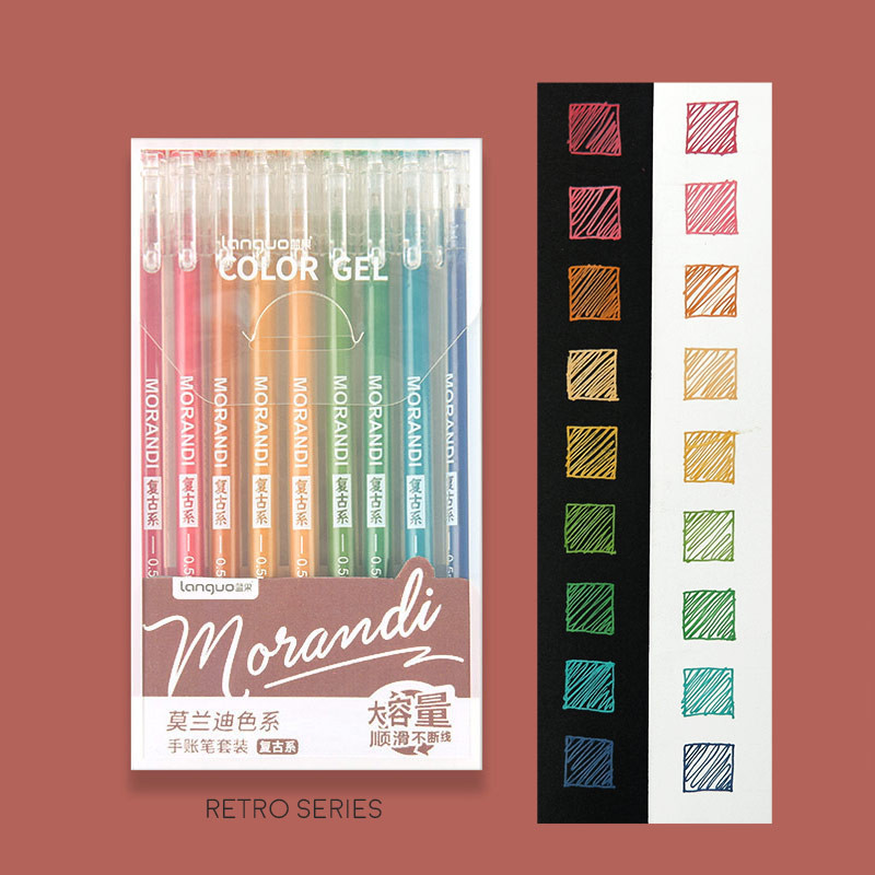 

mdn Morandi Real Pulpen Colors Gel Pen SET Isi 9pc / Pena Ballpoint Warna Warni SET Lucu Unik Murah