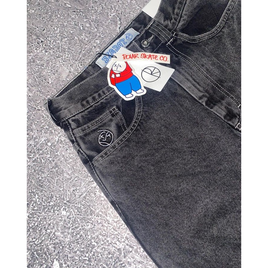 Polar Big Boy Jeans Y2K Harajuku Hip Hop Cartoon Embroidery Baggy Jeans Black Pants Mens Womens New 