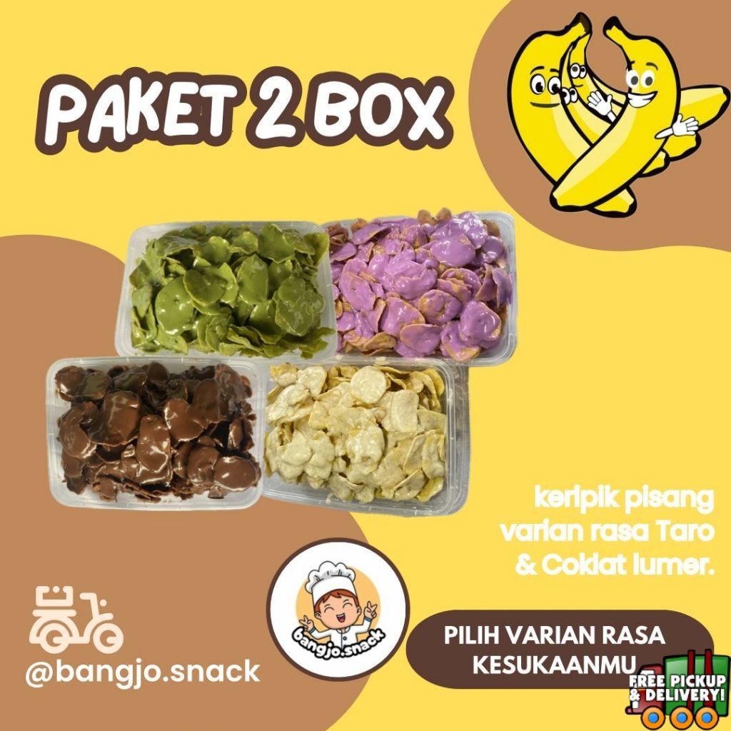 

Keripik Pisang Lumer Paket Hemat 2 BOX Pisang Coklat Lumer