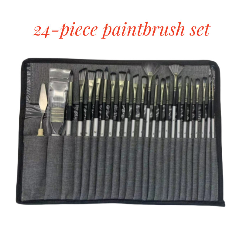 

24-piece canvas bag Multi-functional acrylic gouache special art painting set long rod watercolor paintbrush