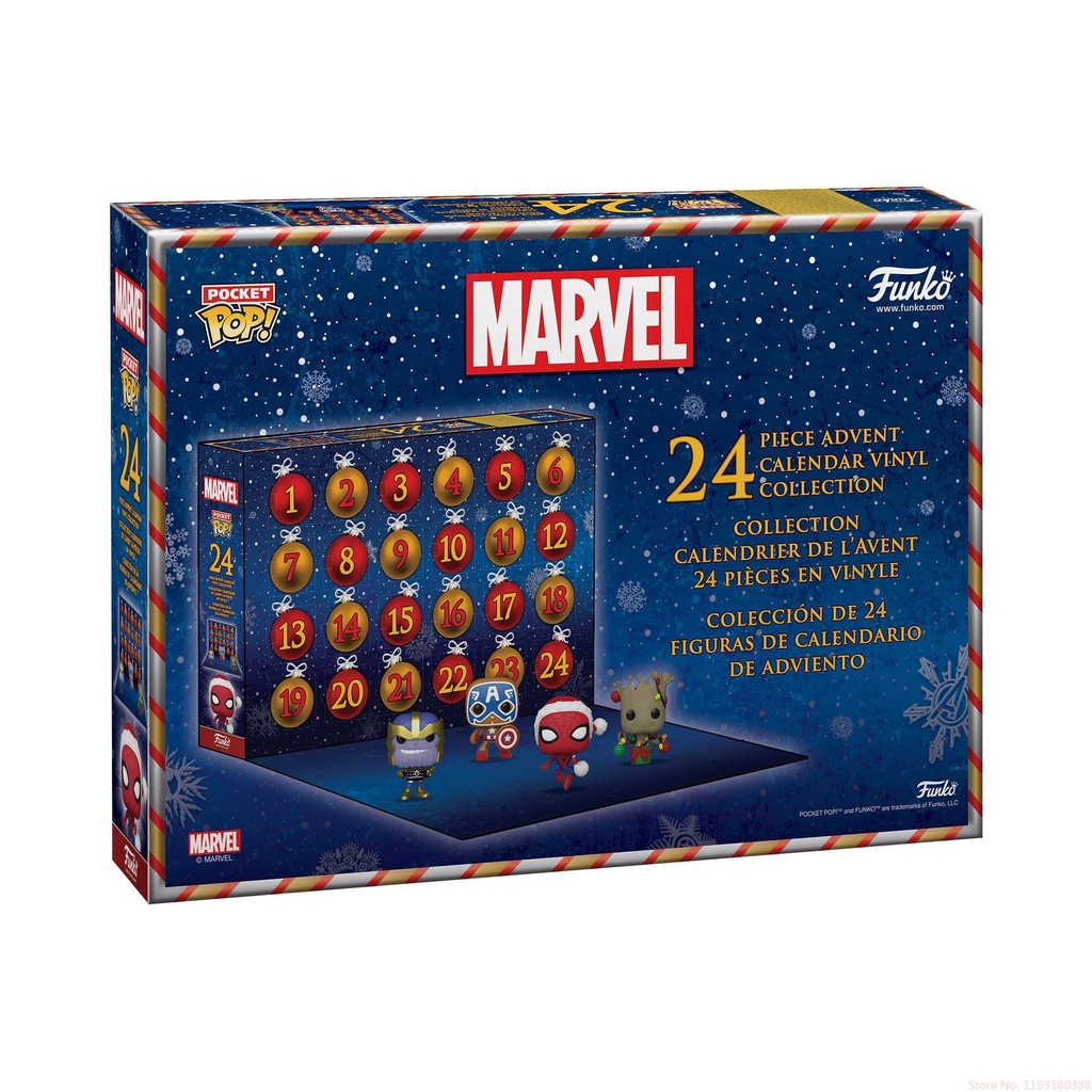 

24pcs 2024 New Anime Marvel Christmas Advent Calendar Marvel Holiday 24 Day Reward Countdown Blind Box Cute Toy Kid Xmas Gift
