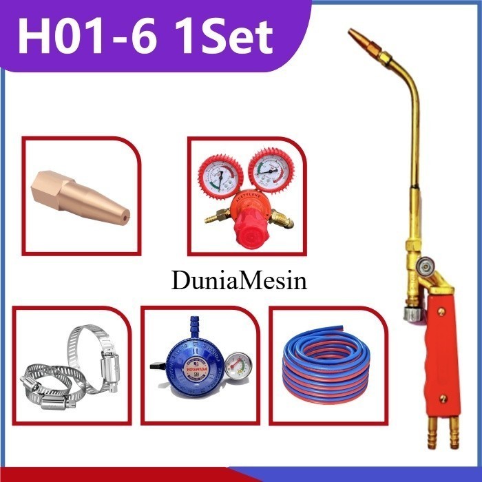 1 SET Gas Cutting Torch acetylene propane Type H01-6 Welding gas Cutting Torch Ada Regulator Klem No