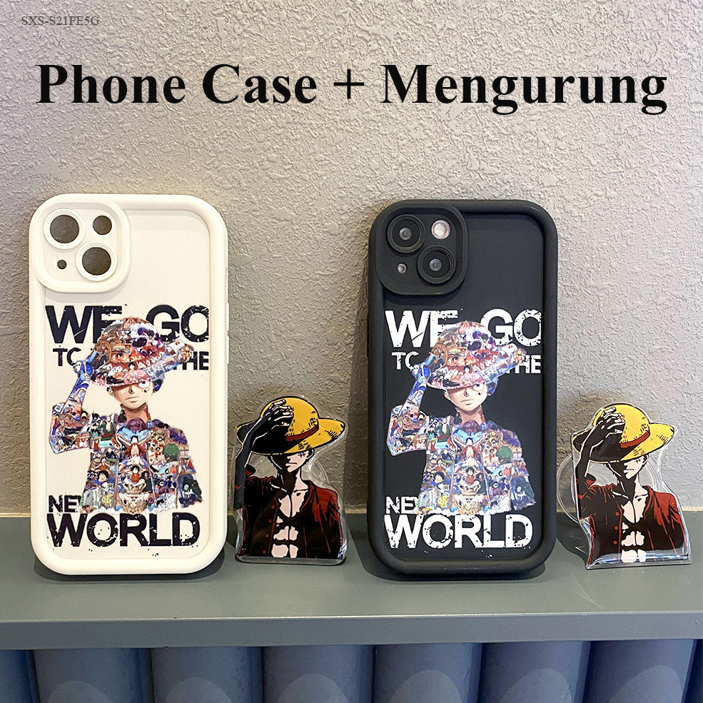 FavorCase Samsung Galaxy A06 S24 S21 S20 FE 5G Soft Case Luffy One Piece Anime Holder Pop Socket Cas