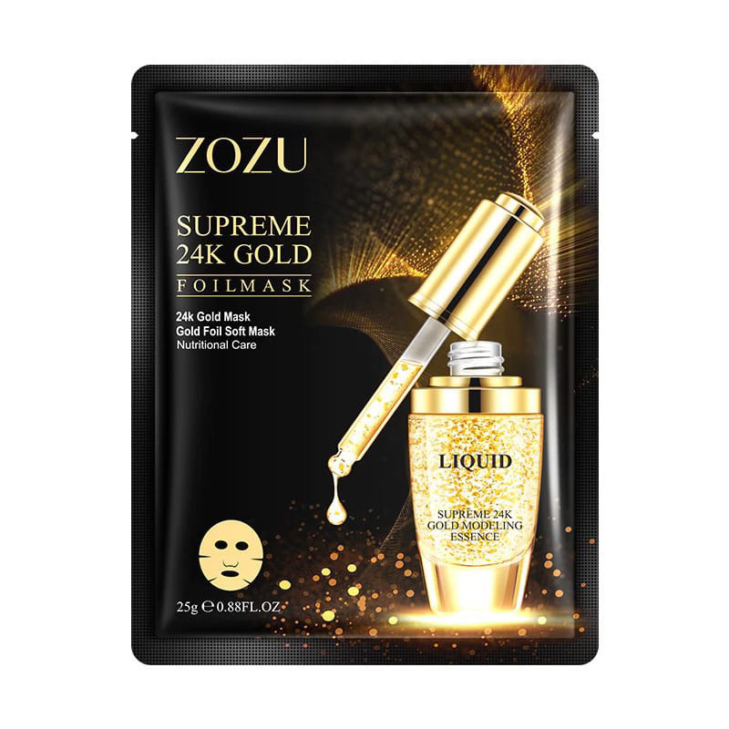 ZOZU SUPREME 24K GOLD FOIL SHEET MASK MOISTEN HYALURONIC MASKER EMAS PREMIUM ORIGINAL