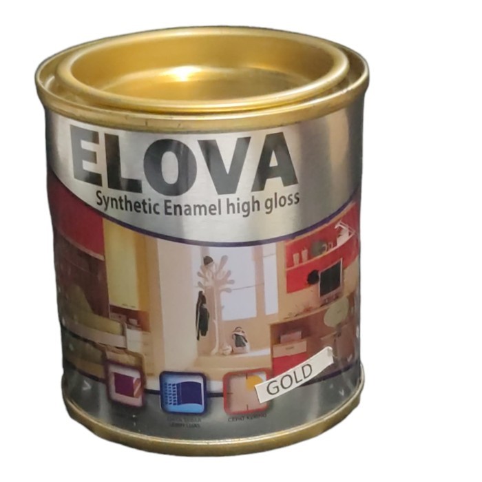 

Cat Minyak ELOVA - Cat Gold / Emas dan Silver / Perak untuk Kayu dan Besi