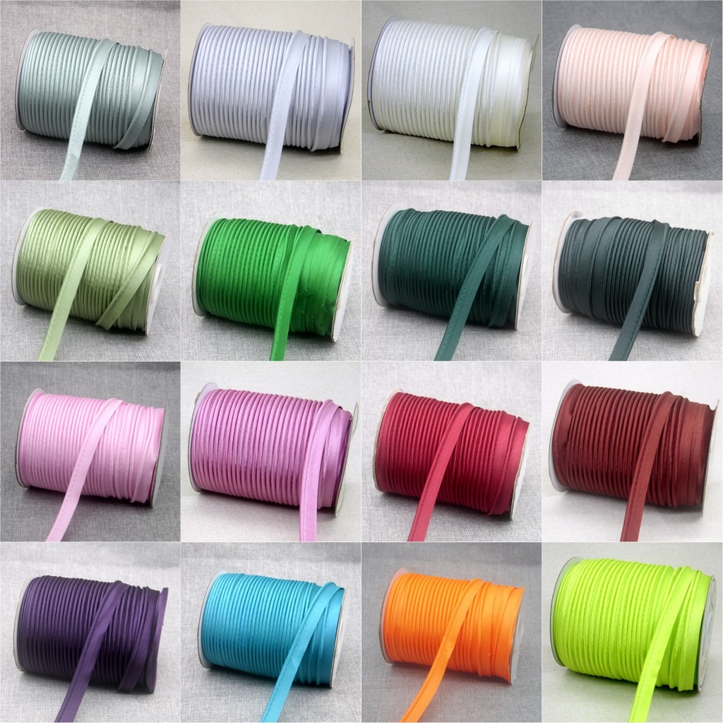 

12mmX72yards High Quality Polyester Satin Bias BindingTape With Cord Piping DIY Sewing Home Textile Bedding costura acessorios