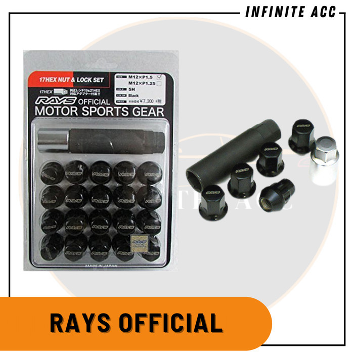JUAL Baut Roda Lugnut Rays Official 1.5mm Hitam japan baja mobil Racing - 1.25mm BEST SELLER
