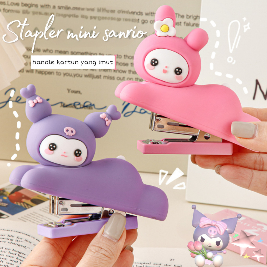 

[GROSIR ATK] STAPLES / STAPLER / HEKTER MINI MOTIF KUROMI CUTE & WHITE CAT KAWAII SILIKON 3D