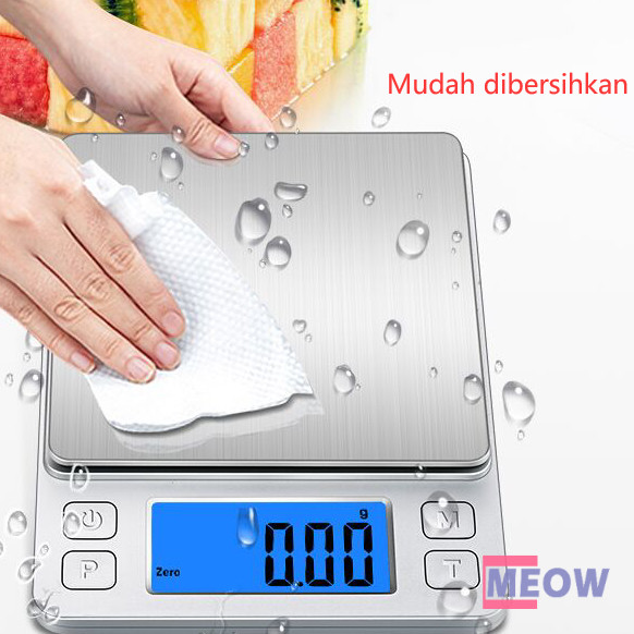 Silver Kitchen  Elektronik Kecil Timbangan Dapur Kue timbangan 3kg/0.1g Timbangan Kopi Baterai USB