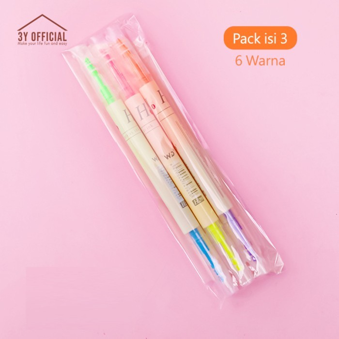 

THOS 3Y Set Stabilo Warna dua sisi Isi 3 in 1 / Set Highlighter Warna Isi 3 - 3 pc 6 wrn pack