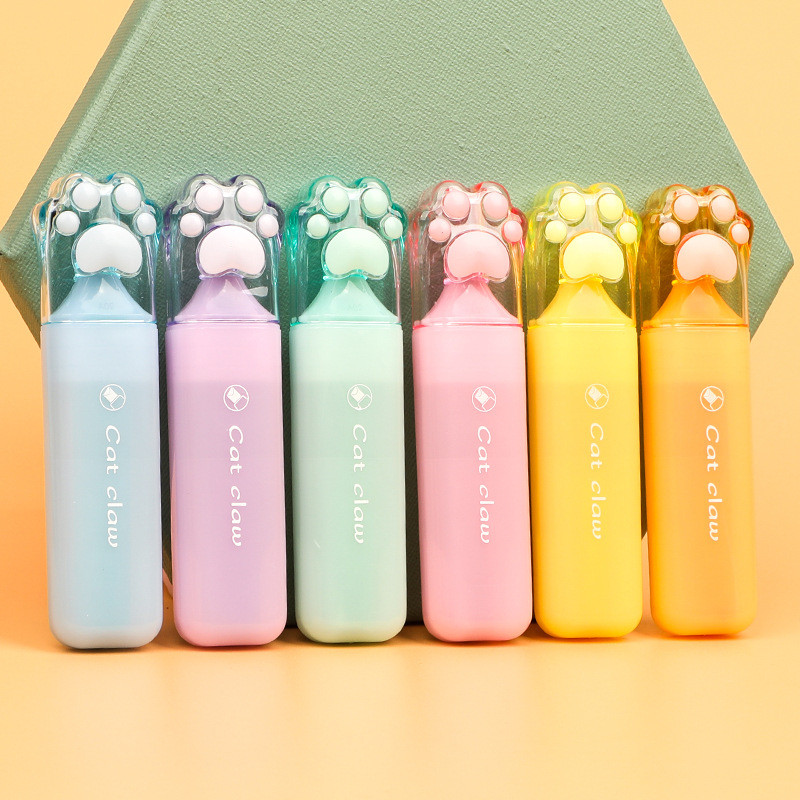 

3/6pcs Kawaii Cat Claw Pastel Color Highlighters Drawing Graffiti Art Markers Fluorescent Pen Cute Stationery School Supplies