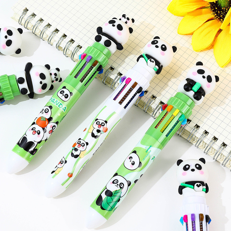 

3Pcs/Lot Kawaii Panda 10 Colors Ballpoint Pens Multicolor Cute Panda Bear Ball Pen Kids School Office Writing Drawing Stationery