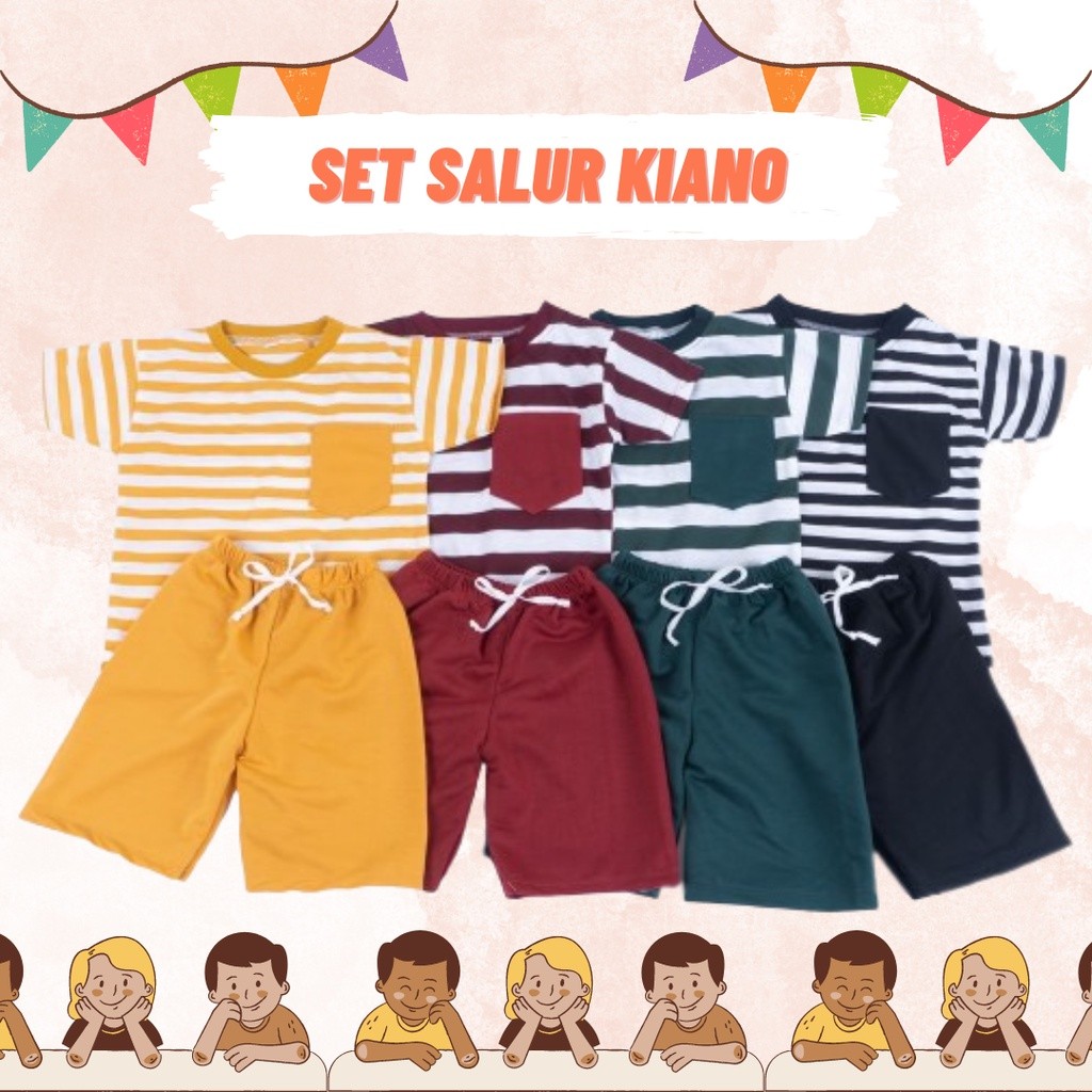 Amanah - SETELAN ANAK SALUR / SET KIANO SALUR KIDS / SET STRIPE 1-7TH / BAJU ANAK
