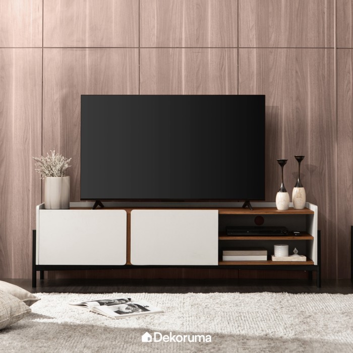 Dekoruma CANA Meja TV Minimalis Modern Taupe-Walnut