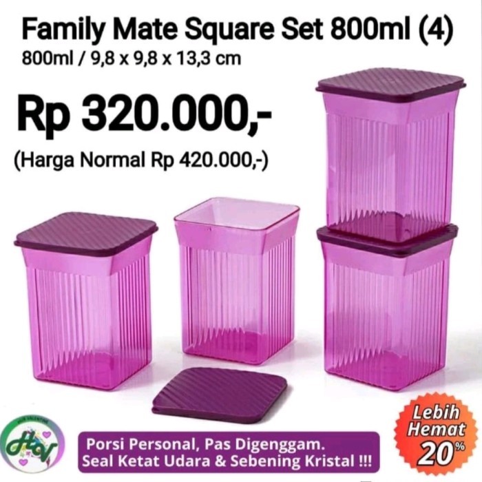 family mate square tupperware - Ungu