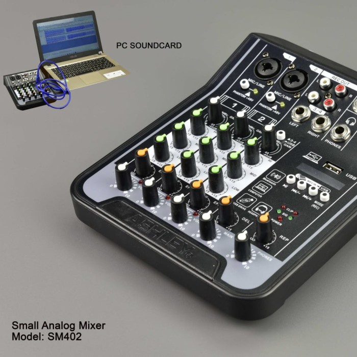 mixer audio mini 4ch 4 ch ashley SM 402 channel bluetooth usb