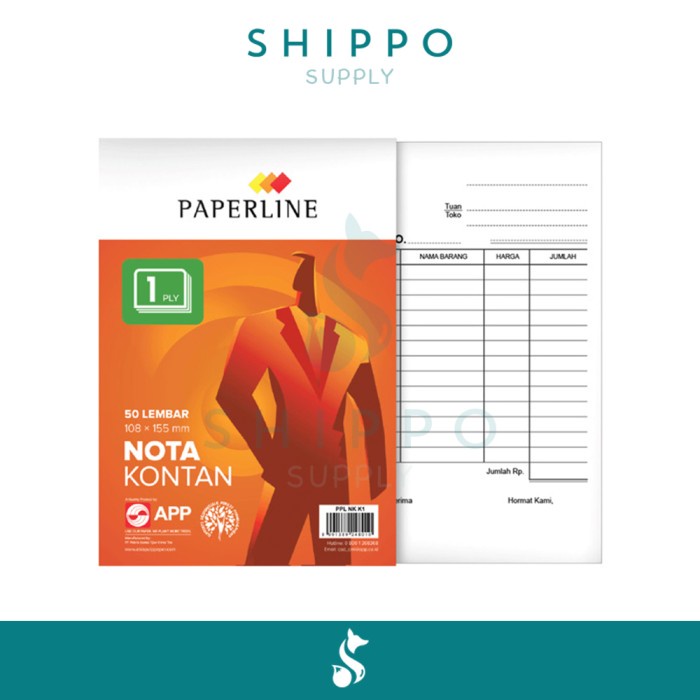 

Shippo Supply - Nota Paperline Kecil 1 ply / Buku Nota / Bon 1 Rangkap / 1ply