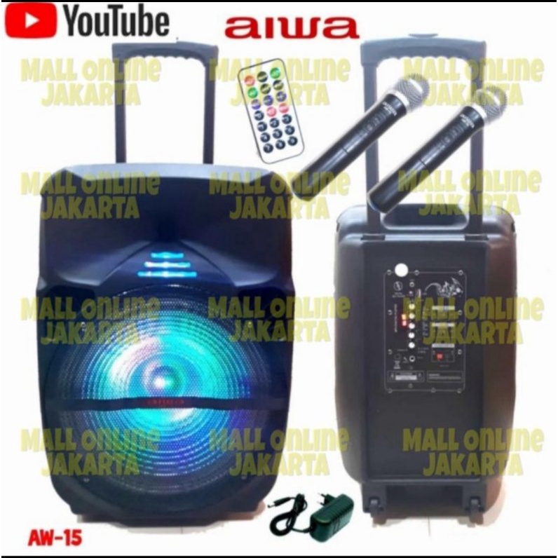 Speaker Bluetooth Portable Aiwa 15inch Aw 15 Aktif Karaoke Aw15