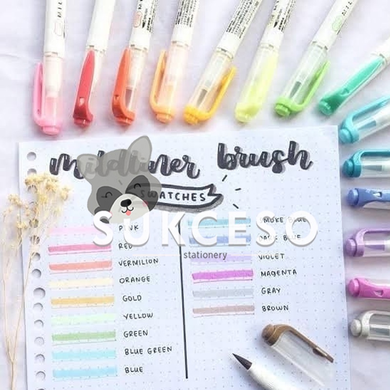 

Zebra Mildliner Brush Pen Pastel Color Marker Double Ended Highlighter