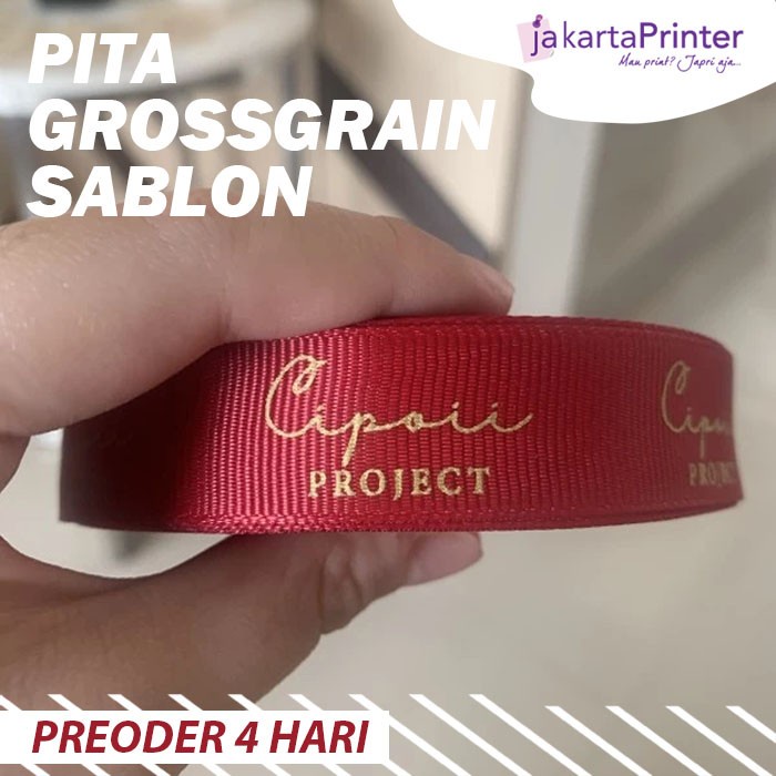 

CUSTOM SABLON PITA SALUR ( GROSSGRAIN ) CETAK 1 WARNA 5 roll - 2cm ORI