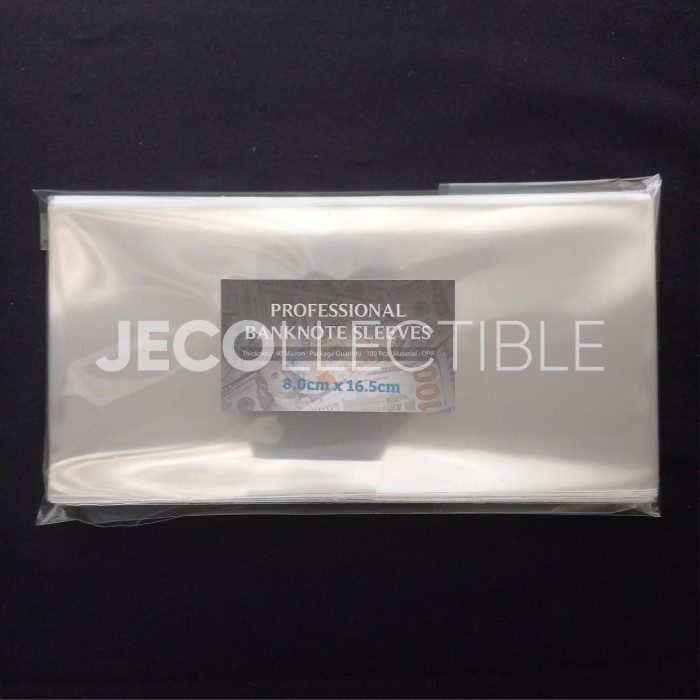 Plastik Cover Uang OPP Banknotes Sleeves - 8 x 16.5 cm - 100 pcs