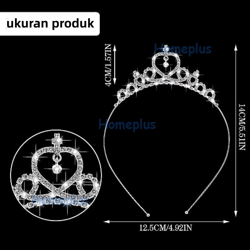 HomePlus Mahkota Anak Perempuan Bando Mahkota Wanita Princess Bandana Mahkota Mahkota Ulang Tahun Korea Fashion Bando Princess