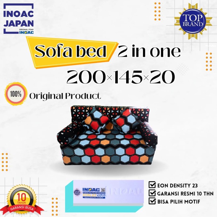 BERKUALITAS Sofabed INOAC No3 uk 200x145x20 Garansi 10th  COVER STANDAR