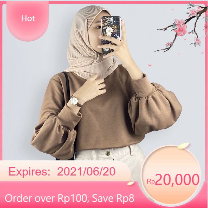 PUFFY BLOUSE RIB // KAOS RIB LENGAN BALON // KAOS RIB LENGAN BALON // ATASAN LENGAN BALON/ STylish